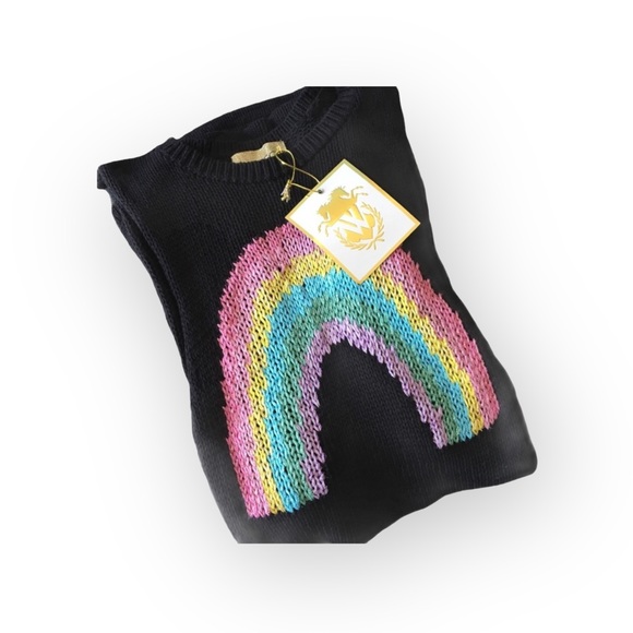 Deadstock: new Wildfox ☻ Little Rainbow Liv Knit Tank Mini Dress ☻︎ Black ☻︎ M - Picture 8 of 16